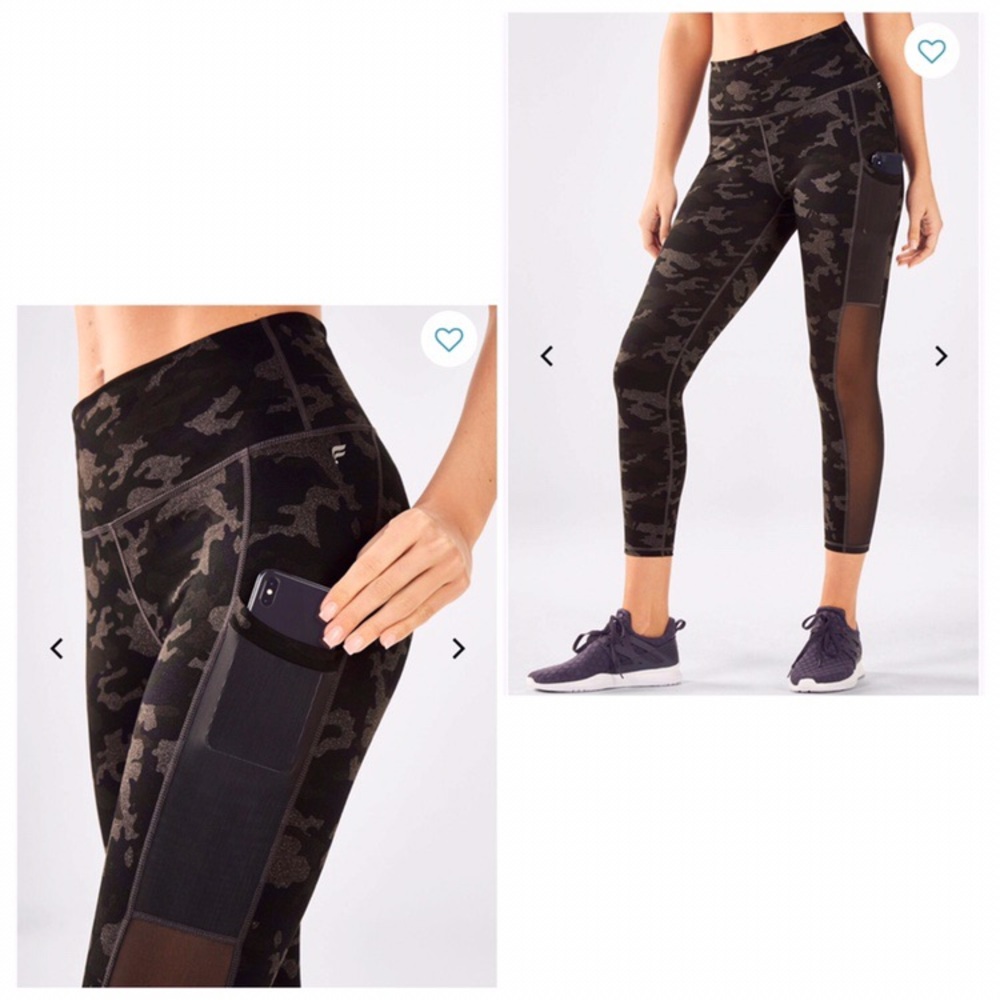 Fabletics high waisted camo leggings with pockets